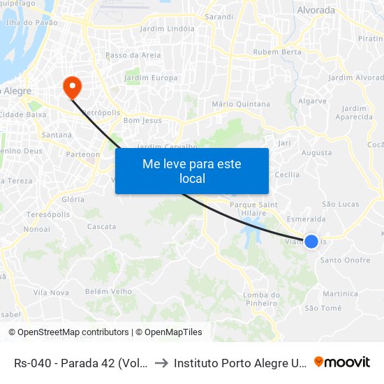 Rs-040 - Parada 42 (Volta Da Figueira) to Instituto Porto Alegre Unidade Central map