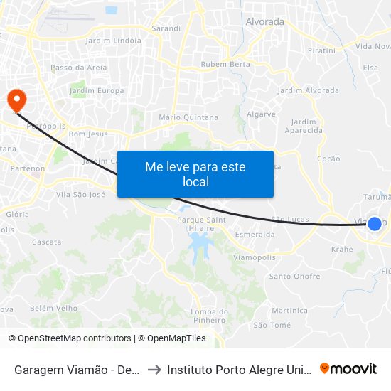 Garagem Viamão - Desembarque to Instituto Porto Alegre Unidade Central map
