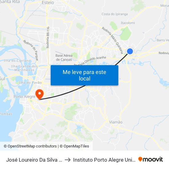 José Loureiro Da Silva - Parada 81 to Instituto Porto Alegre Unidade Central map
