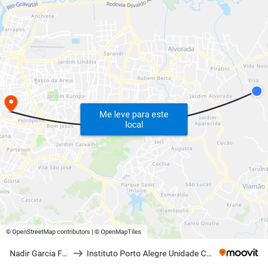 Nadir Garcia Feijó to Instituto Porto Alegre Unidade Central map