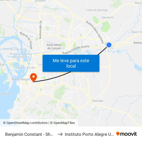 Benjamin Constant - Shopping Gravataí to Instituto Porto Alegre Unidade Central map
