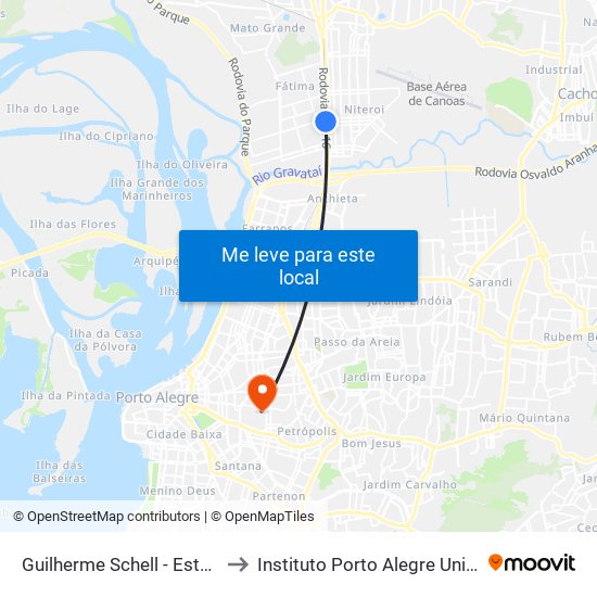 Guilherme Schell - Estação Niterói to Instituto Porto Alegre Unidade Central map
