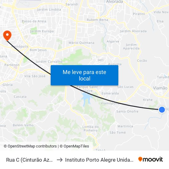 Rua C (Cinturão Azul), 366 to Instituto Porto Alegre Unidade Central map