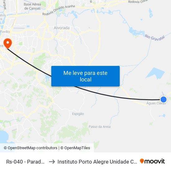 Rs-040 - Parada 91 to Instituto Porto Alegre Unidade Central map