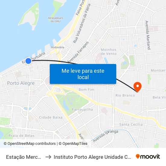 Estação Mercado to Instituto Porto Alegre Unidade Central map