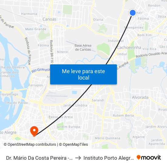 Dr. Mário Da Costa Pereira - Esc. Granja Esperança to Instituto Porto Alegre Unidade Central map