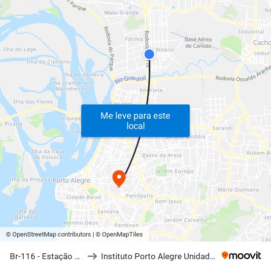 Br-116 - Estação Niterói to Instituto Porto Alegre Unidade Central map