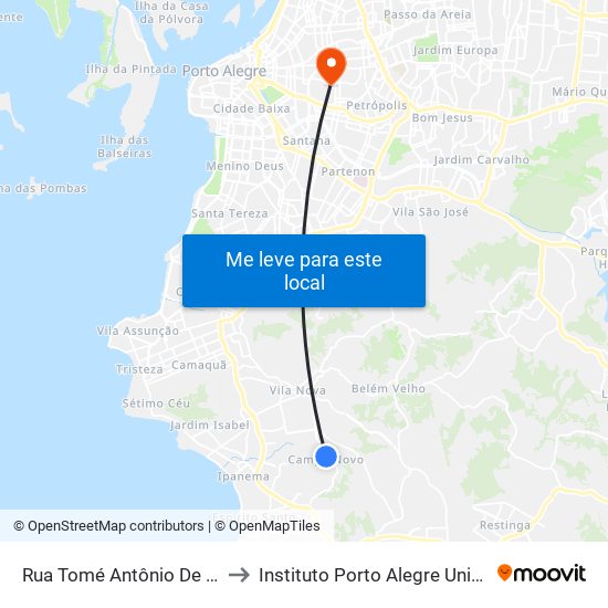 Rua Tomé Antônio De Souza, 235 to Instituto Porto Alegre Unidade Central map