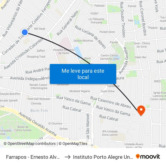 Farrapos - Ernesto Alves [Bairro - C] to Instituto Porto Alegre Unidade Central map