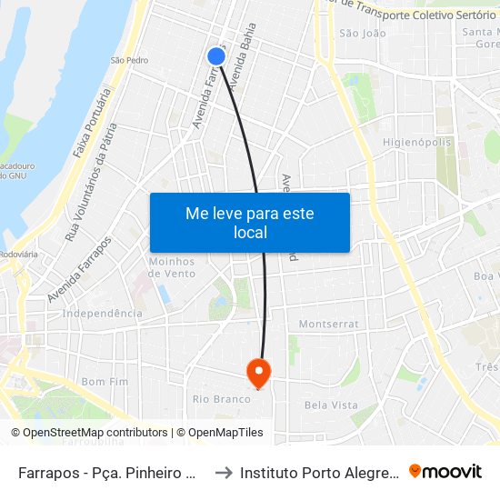 Farrapos - Pça. Pinheiro Machado [Bairro - C] to Instituto Porto Alegre Unidade Central map