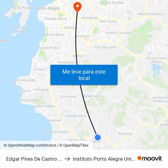 Edgar Pires De Castro - Super Kan to Instituto Porto Alegre Unidade Central map