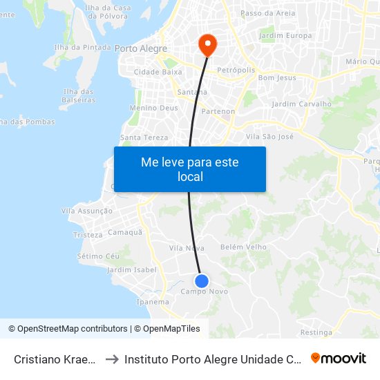 Cristiano Kraemer to Instituto Porto Alegre Unidade Central map