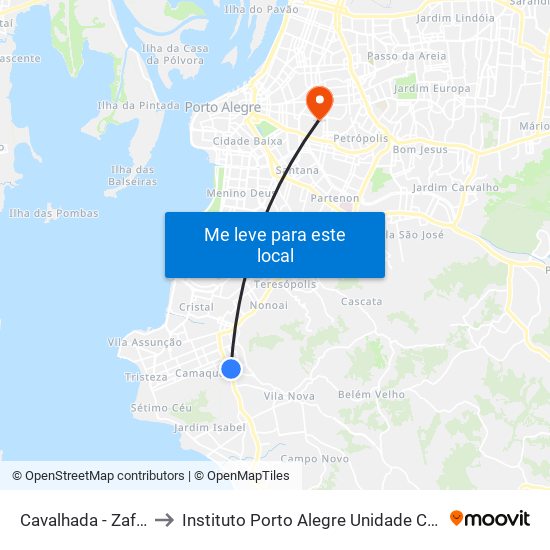 Cavalhada - Zaffari to Instituto Porto Alegre Unidade Central map