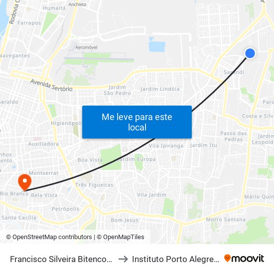 Francisco Silveira Bitencourt - Mcm Esportes to Instituto Porto Alegre Unidade Central map