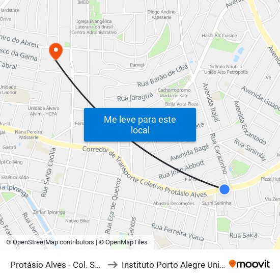 Protásio Alves - Col. Santa Inês Cb to Instituto Porto Alegre Unidade Central map