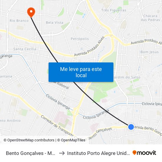 Bento Gonçalves - Murialdo Bc to Instituto Porto Alegre Unidade Central map