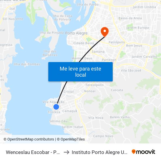 Wenceslau Escobar - Paseo Zona Sul to Instituto Porto Alegre Unidade Central map