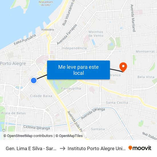 Gen. Lima E Silva - Sarmento Leite to Instituto Porto Alegre Unidade Central map