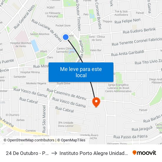 24 De Outubro - Parcão to Instituto Porto Alegre Unidade Central map