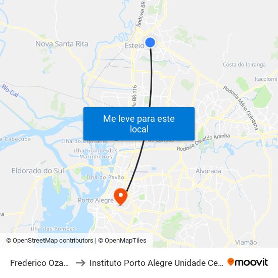 Frederico Ozanan to Instituto Porto Alegre Unidade Central map