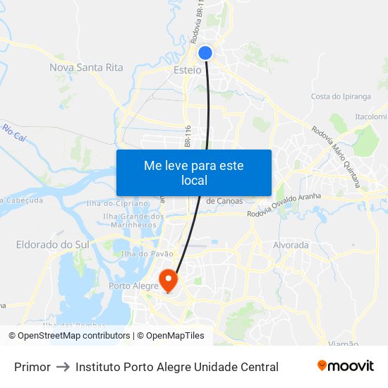 Primor to Instituto Porto Alegre Unidade Central map