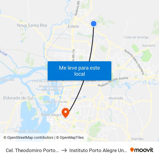 Cel. Theodomiro Porto Da Fonseca to Instituto Porto Alegre Unidade Central map