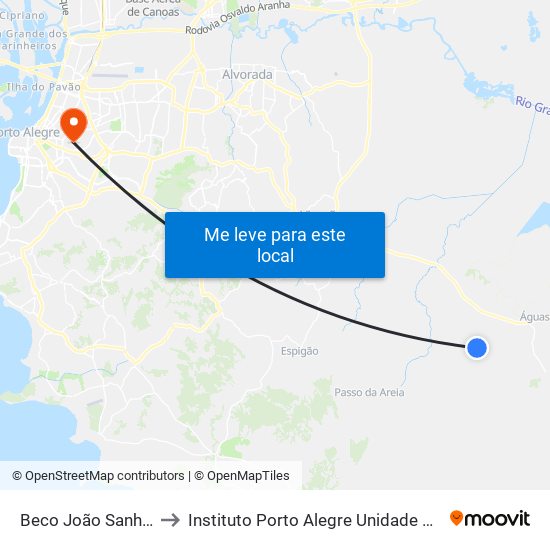 Beco João Sanhudo to Instituto Porto Alegre Unidade Central map