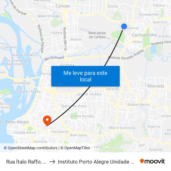 Rua Ítalo Raffo, 235 to Instituto Porto Alegre Unidade Central map