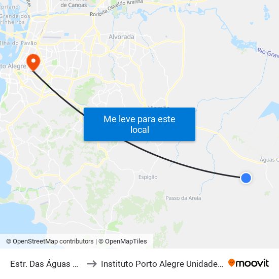 Estr. Das Águas Claras to Instituto Porto Alegre Unidade Central map