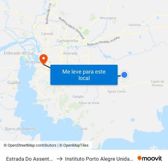 Estrada Do Assentamento to Instituto Porto Alegre Unidade Central map
