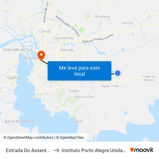 Estrada Do Assentamento to Instituto Porto Alegre Unidade Central map