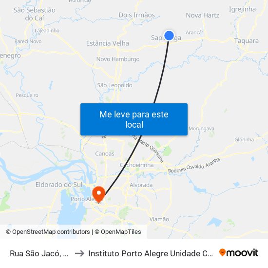 Rua São Jacó, 866 to Instituto Porto Alegre Unidade Central map