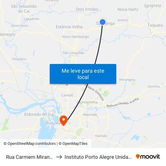 Rua Carmem Miranda, 570 to Instituto Porto Alegre Unidade Central map