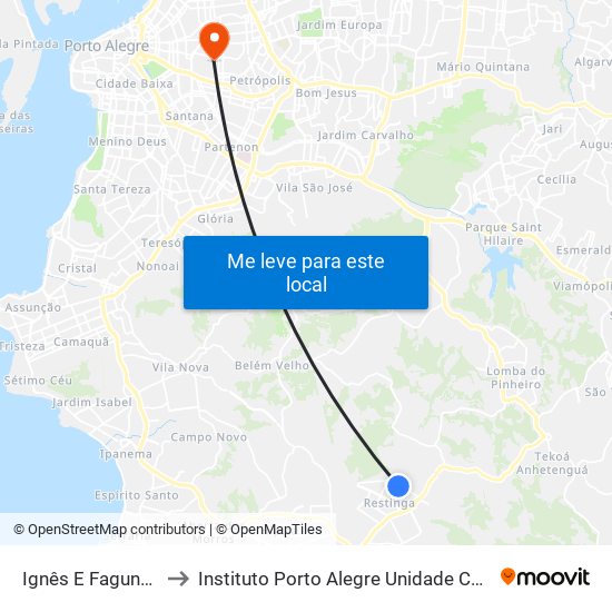 Ignês E Fagundes to Instituto Porto Alegre Unidade Central map