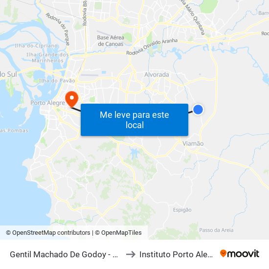 Gentil Machado De Godoy - Centro De Pesquisa Viamão to Instituto Porto Alegre Unidade Central map