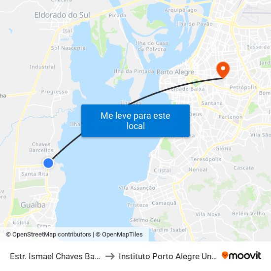Estr. Ismael Chaves Barcelos, 1600 to Instituto Porto Alegre Unidade Central map