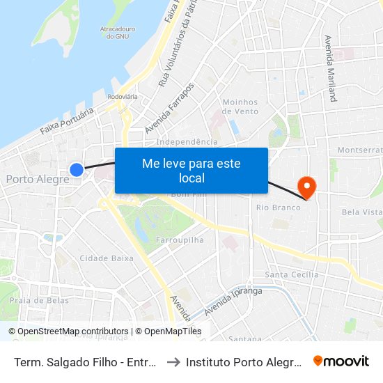 Term. Salgado Filho - Entre Dr. Flores E Vigário to Instituto Porto Alegre Unidade Central map