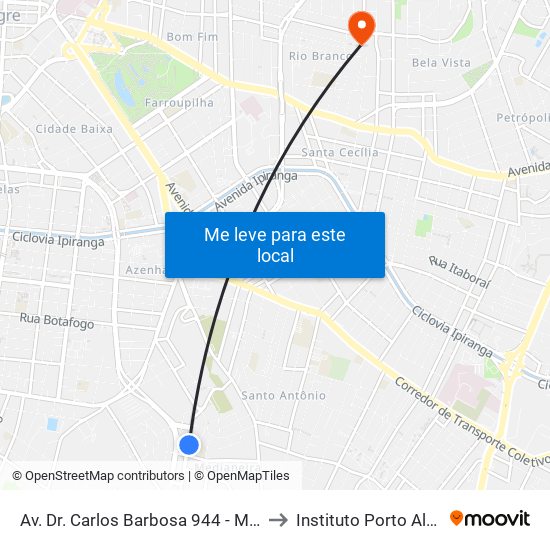 Av. Dr. Carlos Barbosa 944 - Medianeira Porto Alegre - Rs Brasil to Instituto Porto Alegre Unidade Central map