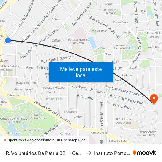 R. Voluntários Da Pátria 821 - Centro Histórico Porto Alegre - Rs 90030-002 Brasil to Instituto Porto Alegre Unidade Central map