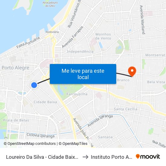 Loureiro Da Silva - Cidade Baixa Porto Alegre - Rs 90050-200 Brasil to Instituto Porto Alegre Unidade Central map