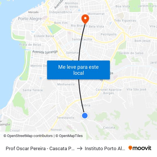 Prof Oscar Pereira - Cascata Porto Alegre - Rs 91720-090 Brasil to Instituto Porto Alegre Unidade Central map
