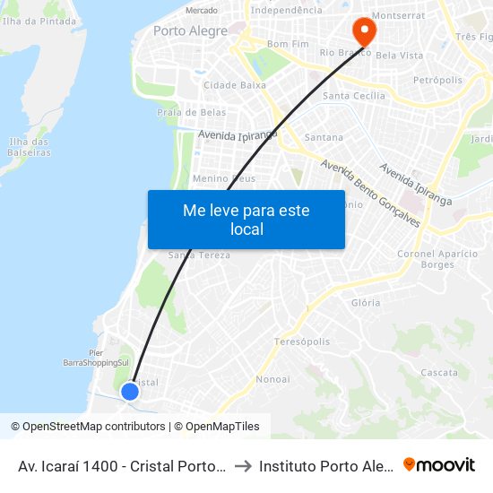 Av. Icaraí 1400 - Cristal Porto Alegre - Rs 90810-000 Brasil to Instituto Porto Alegre Unidade Central map