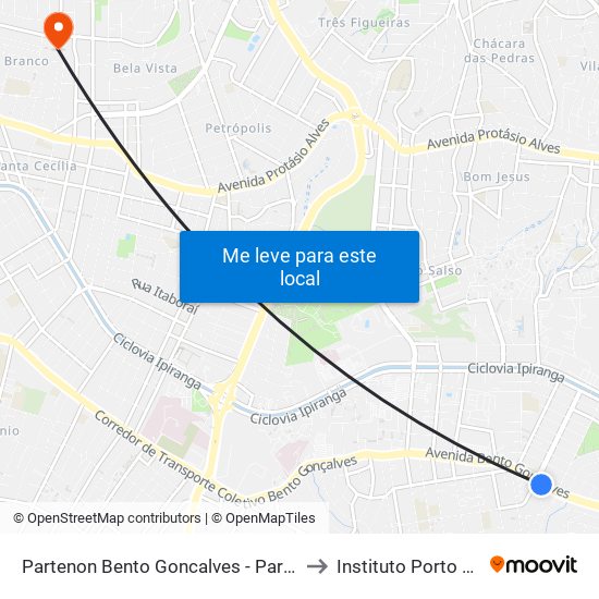 Partenon Bento Goncalves - Partenon Porto Alegre - Rs 90610-180 Brasil to Instituto Porto Alegre Unidade Central map