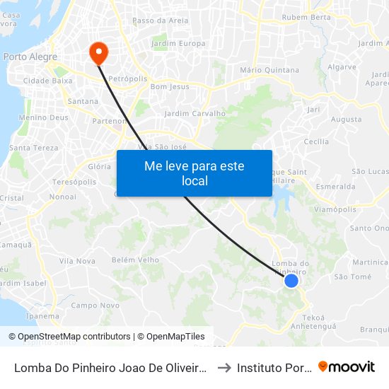 Lomba Do Pinheiro Joao De Oliveira Remiao - Lomba Do Pinheiro Porto Alegre - Rs 91570-730 Brasil to Instituto Porto Alegre Unidade Central map