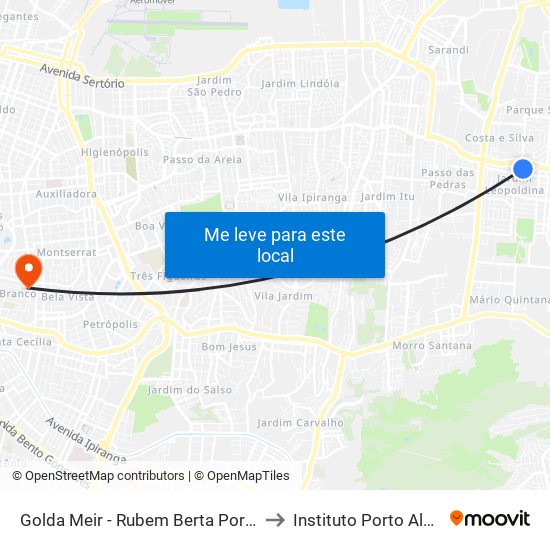 Golda Meir - Rubem Berta Porto Alegre - Rs 91130-001 Brasil to Instituto Porto Alegre Unidade Central map