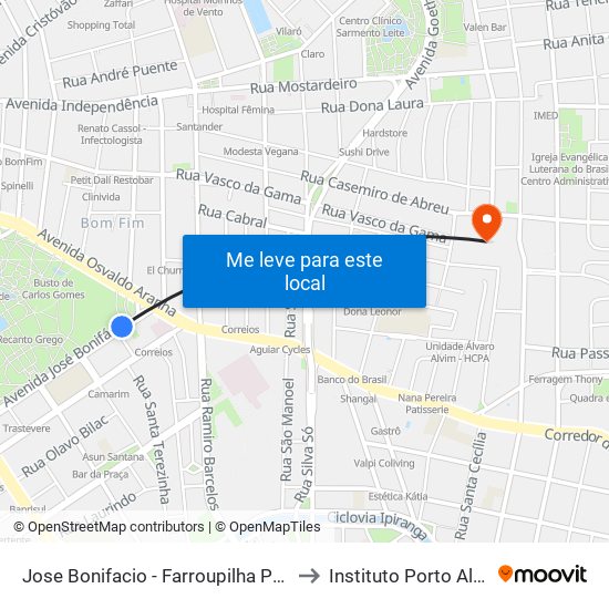 Jose Bonifacio - Farroupilha Porto Alegre - Rs 90040-120 Brasil to Instituto Porto Alegre Unidade Central map