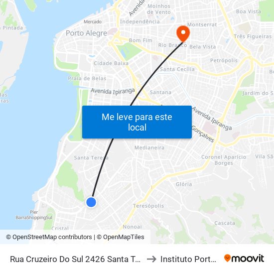 Rua Cruzeiro Do Sul 2426 Santa Teresa Porto Alegre - Rio Grande Do Sul 90840 Brasil to Instituto Porto Alegre Unidade Central map