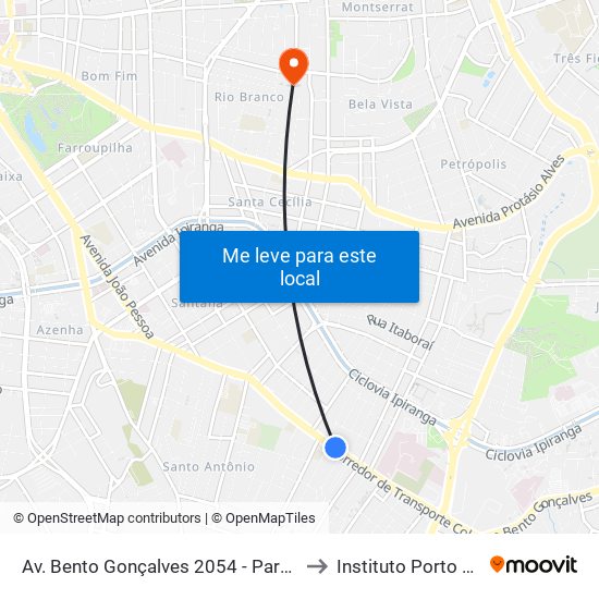 Av. Bento Gonçalves 2054 - Partenon Porto Alegre - Rs 90650-001 Brasil to Instituto Porto Alegre Unidade Central map