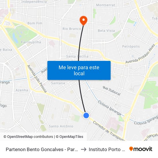 Partenon Bento Goncalves - Partenon Porto Alegre - Rs 90660-230 Brasil to Instituto Porto Alegre Unidade Central map