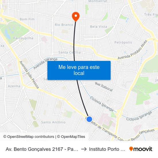 Av. Bento Gonçalves 2167 - Partenon Porto Alegre - Rs 90650-002 Brasil to Instituto Porto Alegre Unidade Central map